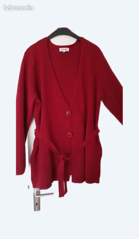 GILET VESTE rouge bordeaux GRAIN DE MALICE XL Vêtements