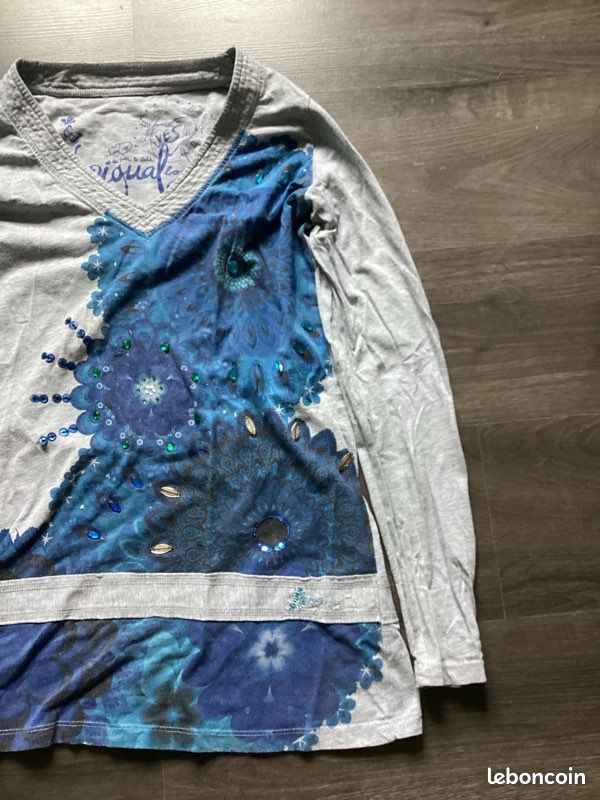 Pull Desigual Multicolore - Taille XL/42 - Col Rond - Occasion Très Bon état