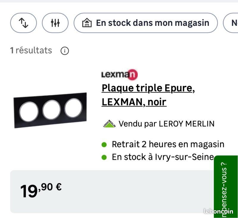 Plaque triple et interrupteur lexman (image 2)