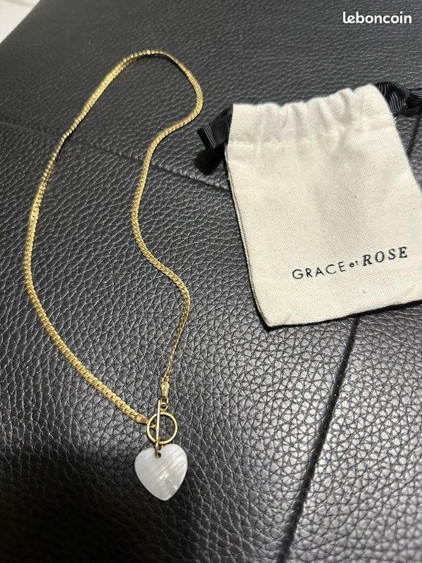 Collier Izarra argent plaqué or jaune nacre blanche laque blanc