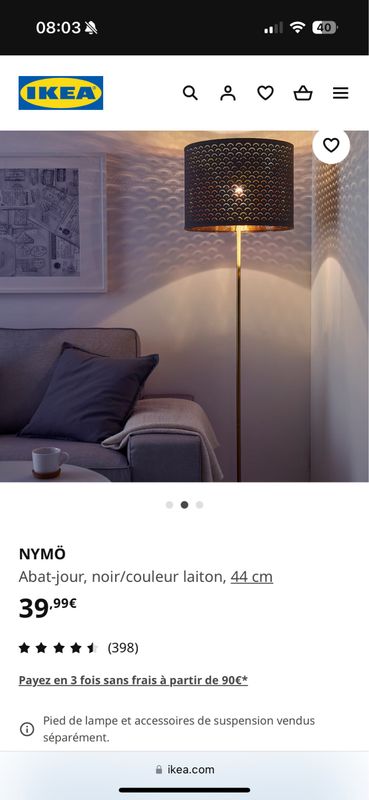 NYMÖ Abat-jour, noir, couleur laiton, 59 cm - IKEA