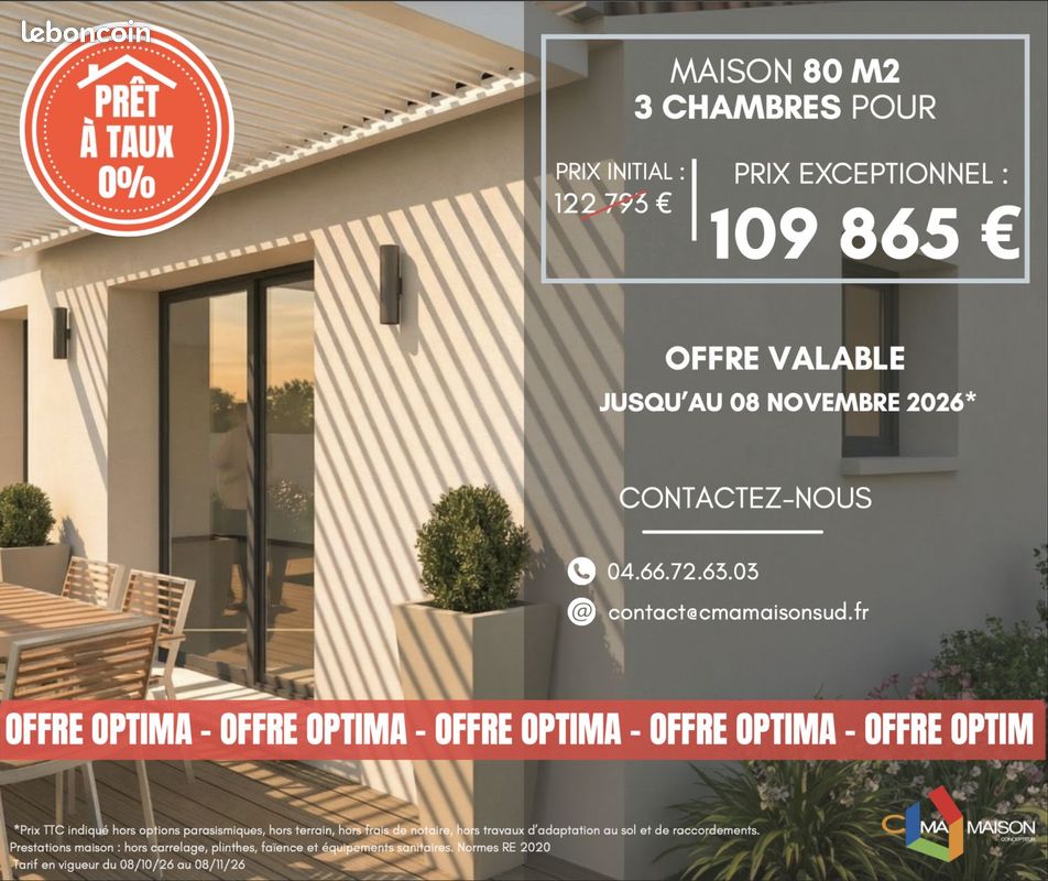 Maison 4 pièces 80 m² · à Bassan · 80 m² · 189 855 €
