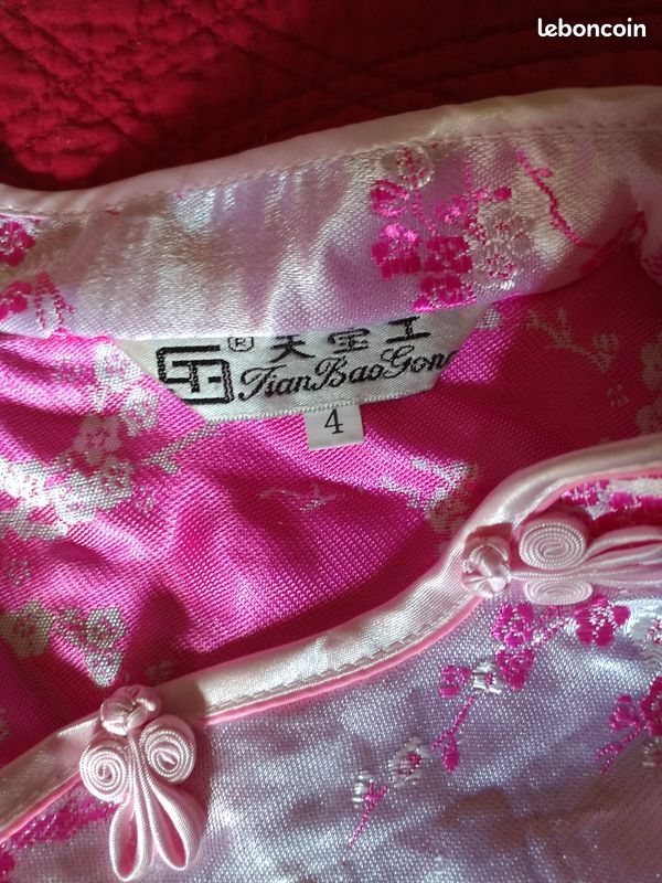 4 ans fille, robe chasuble rose "tian bas gong" (image 2)