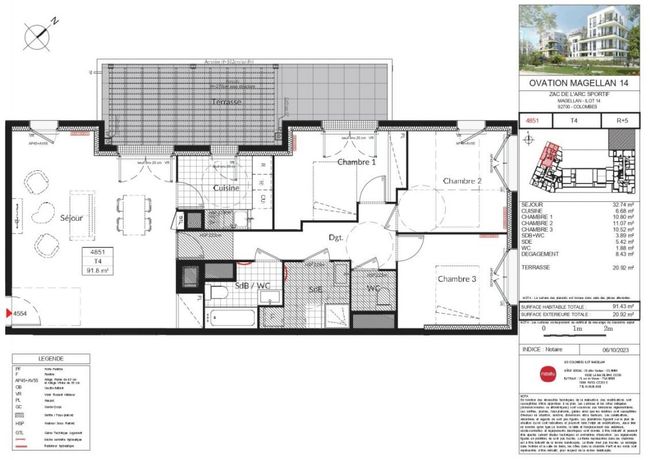 Appartement a louer colombes - 4 pièce(s) - 92 m2 - Surfyn