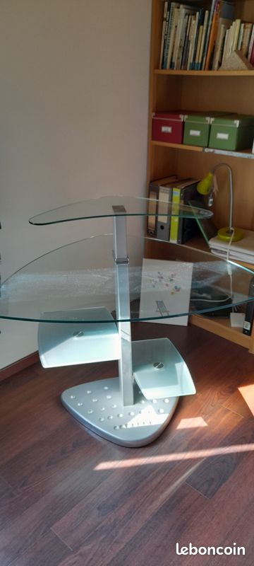 Bureau d'angle en verre et métal (image 1)