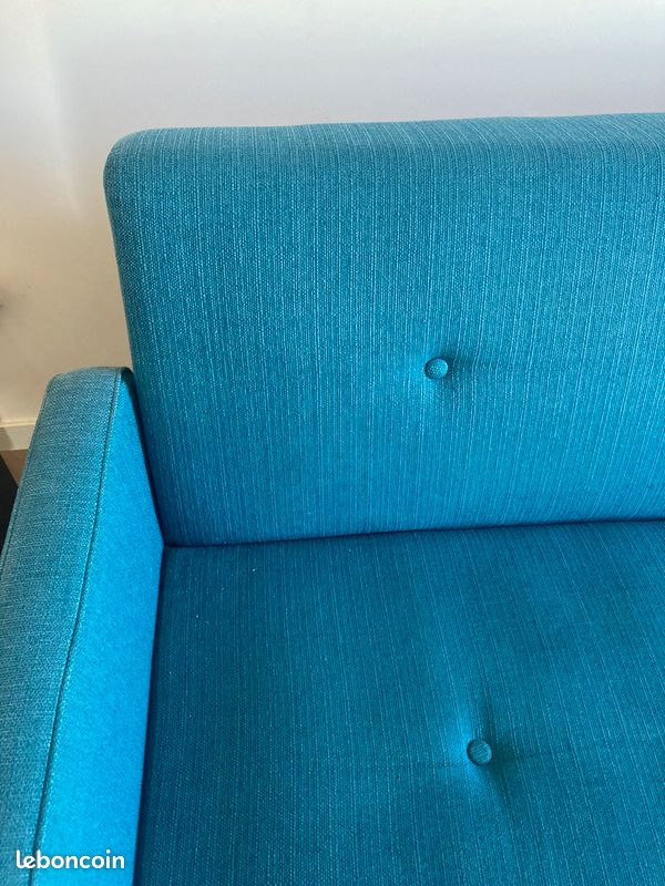 Canapé convertible scandinave - bleu canard (image 4)
