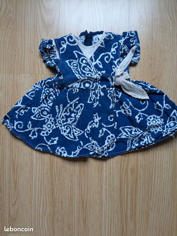 Robe Bébé Gap Plissée Bleu Marine - Taille 18-24 Mois, Occasion Très Bon état
