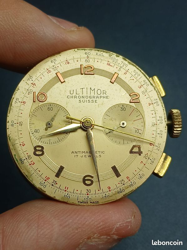 Mouvement De Montre Chronographe – Calibre Londron 48, Marque Zeus – Occasion, Pour Réparation Ou Customisation