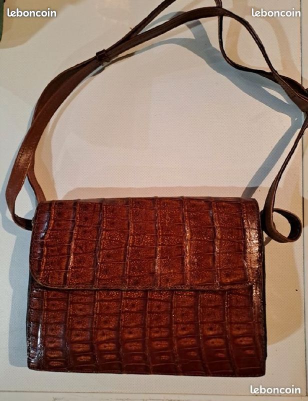 Sac EMY Cuir épais Années 80 - Cabas / Cartable - Haut 38 Cm Large 36 Cm - France