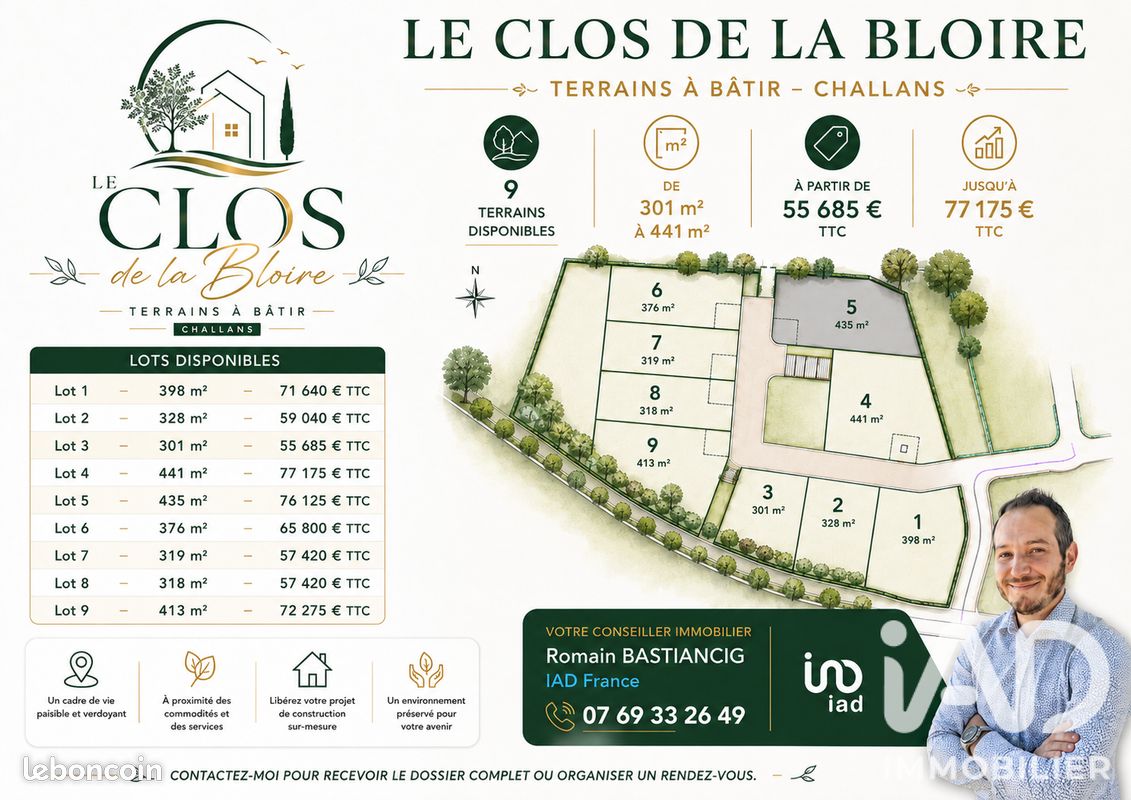 Terrain 435 m² · à Challans · 435 m² · 76 125 €