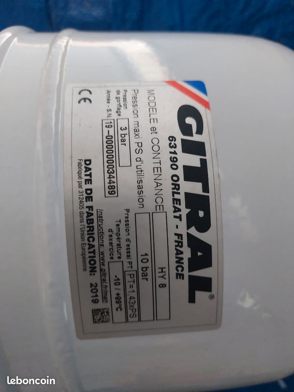 Vase d'expansion eau sanitaire - 8l - Gitral (image 1)