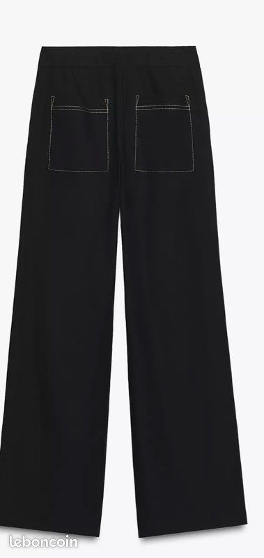 Pantalon Zara Occasion Femme - Taille 40, Bleu, Coupe Regular, Très Bon état, Légères Traces D'usure
