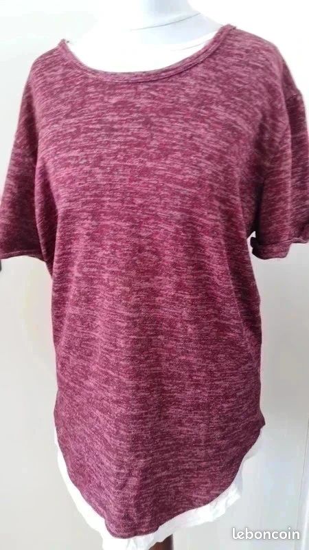 T-shirt bordeaux chiné Homme 42/XL (image 1)