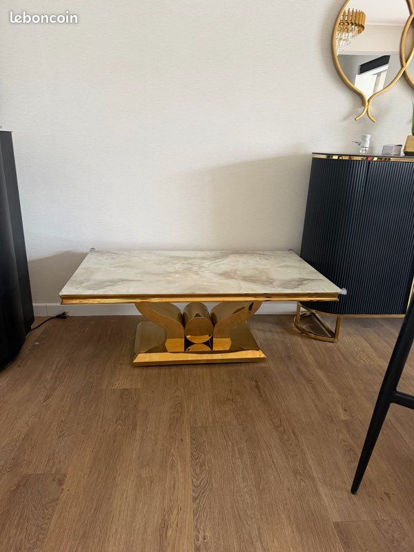 Table basse marbre doré (image 2)