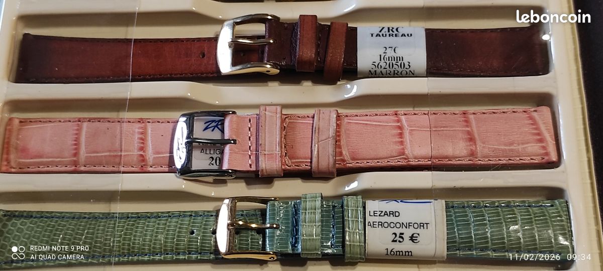 Bracelet De Montre En Cuir Neuf SELIVA - 16 Mm De Large, Couleur Marron, Avec étiquettes D'origine