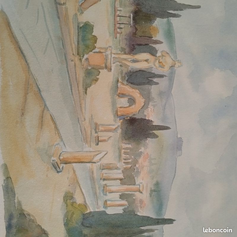Lot 6 aquarelles originales "paysages de provence"signées Bruno Parizat 33x51cm (image 8)