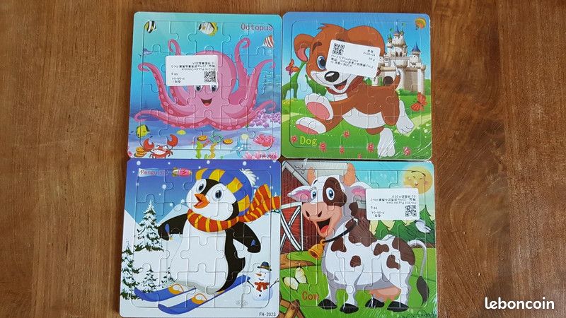 Lot 4 puzzle animaux 20 pièces en bois (image 1)