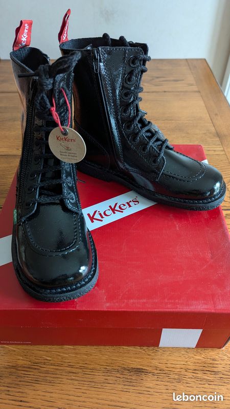 Kickers Meetickzip Kickers Femme Vernis Bottines Meetickzip Noir