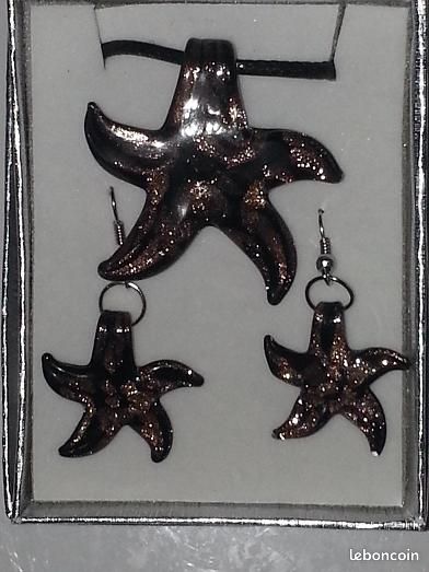 Lot de 6 boites/coffrets : pendentifs + boucles d'oreilles en verre NEUFS (image 3)