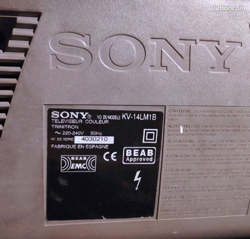 Sony Trinitron KV-14LM1B TV Crt Cathodique 14 pouces Retrogaming (image 4)