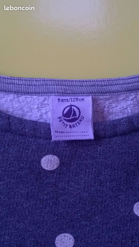 Petit Bateau Sweatshirt fille 8 ans manches longues à motifs pois (image 3)