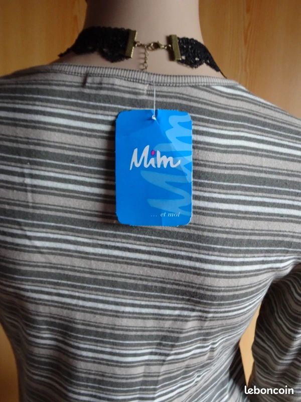 Haut Femme Rayé Manches 3/4 - Taille XL - Neuf Avec étiquette - Coton