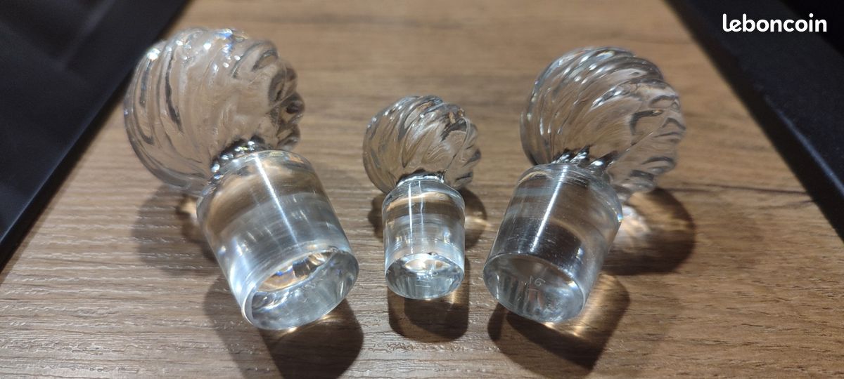 Lot De 3 Flacons Bambou En Cristal Baccarat - Très Bon état