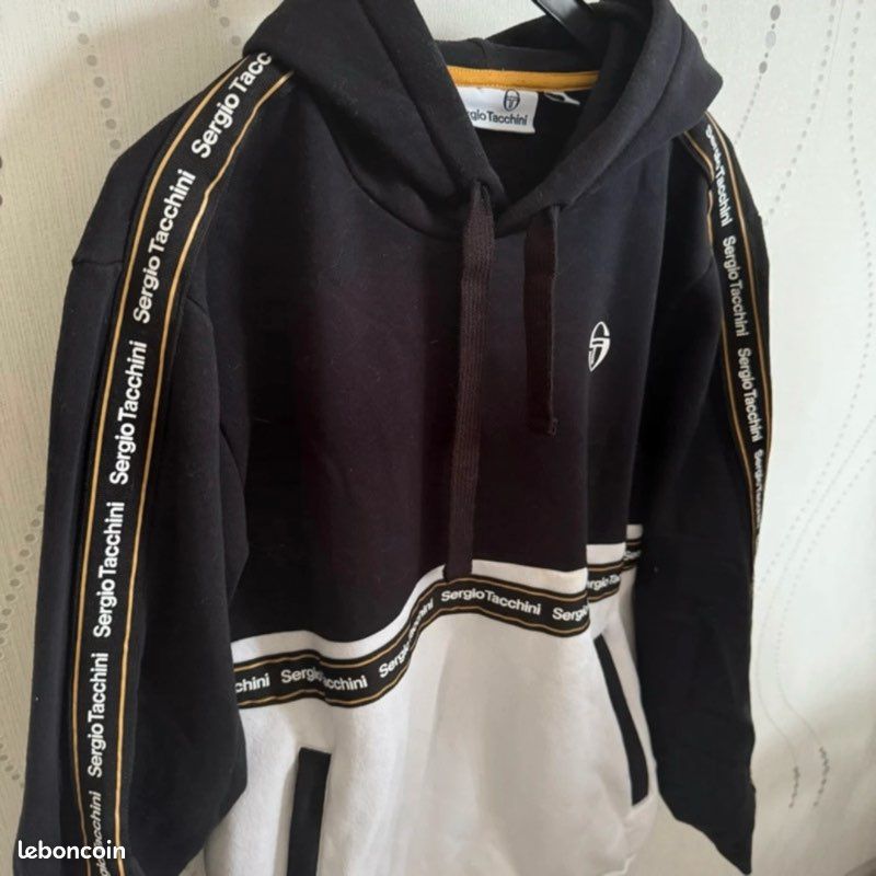 Sweat Zippé à Capuche Sergio Tacchini Homme - Noir, Taille L - Logo Empiècement