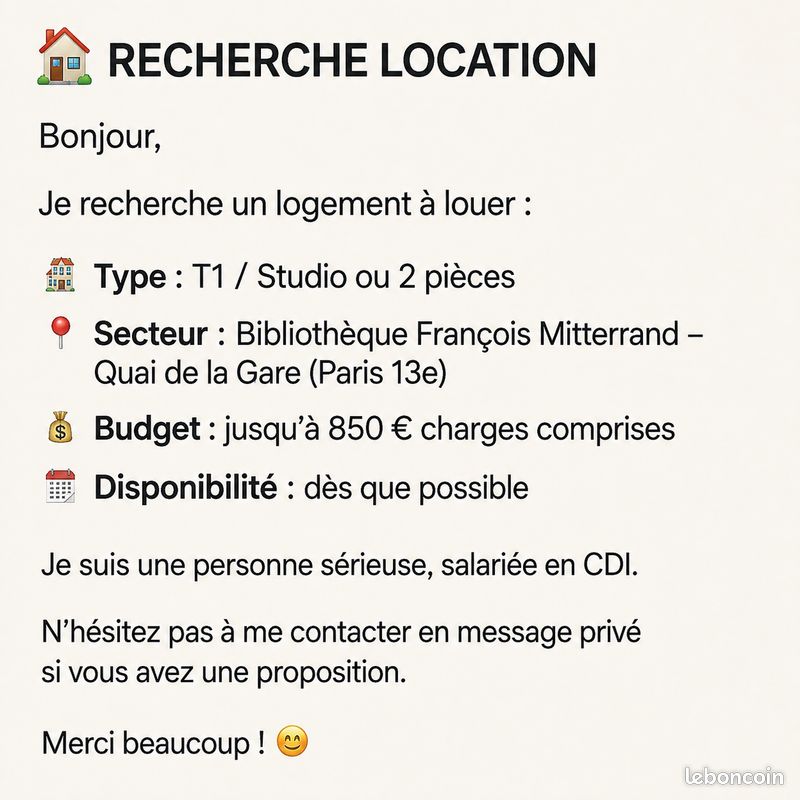 Appartement 2 pièces 25 m² · à Paris · 25 m² · 800 €