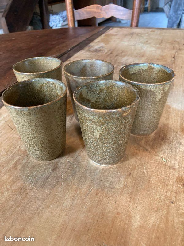 Lot de 5 verres en grès Digoin vintage – années 70/80 (image 1)