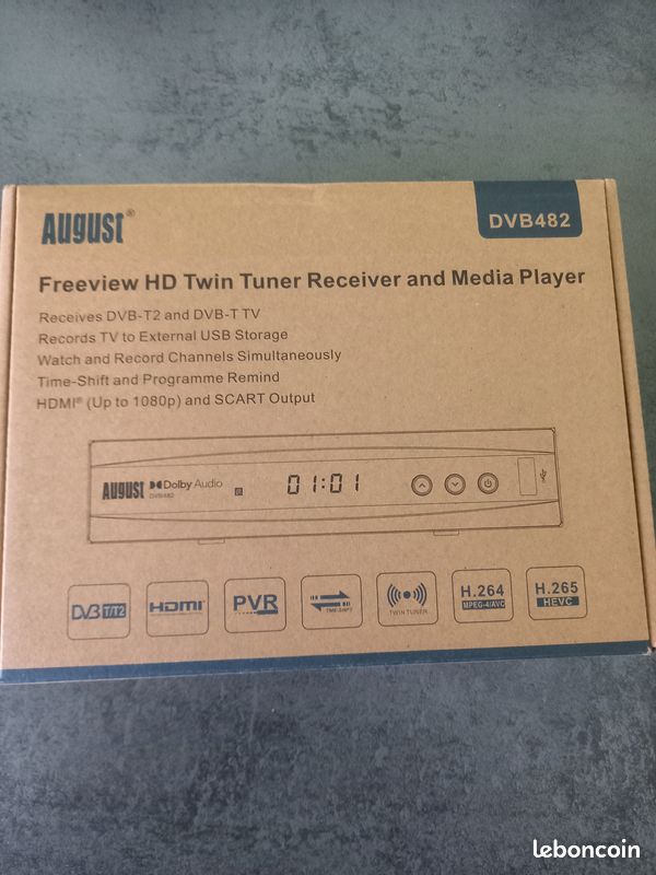 Décodeur Enregistreur TNT HD August DVB482 – Double Enregistrement & Regard Direct – HDMI 1080p – USB Multimédia