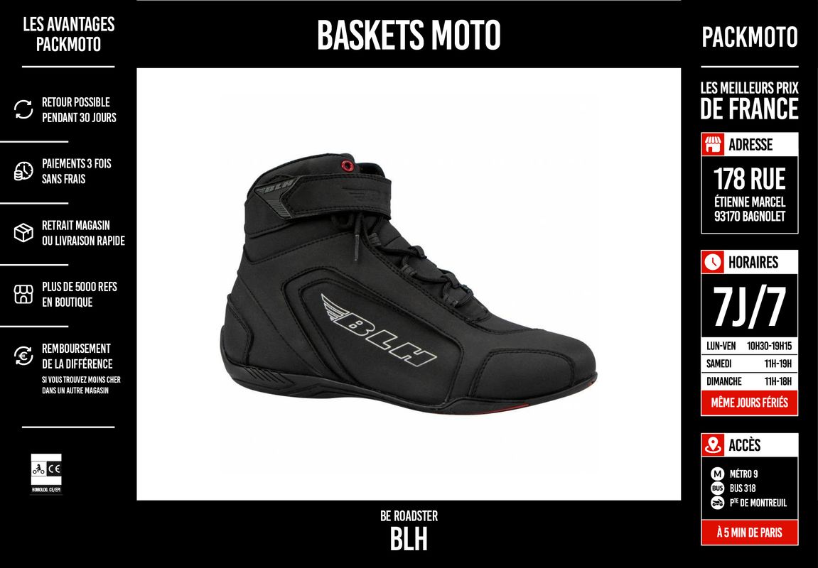 Basket Moto - BLH Be Roadster - Neuve + Garantie - Équipement moto
