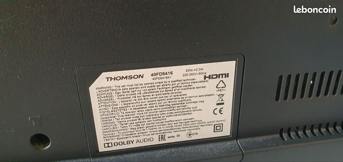 Ecran plat thomson full HD
Telecommande
Hdmi
Prise satellite (image 5)