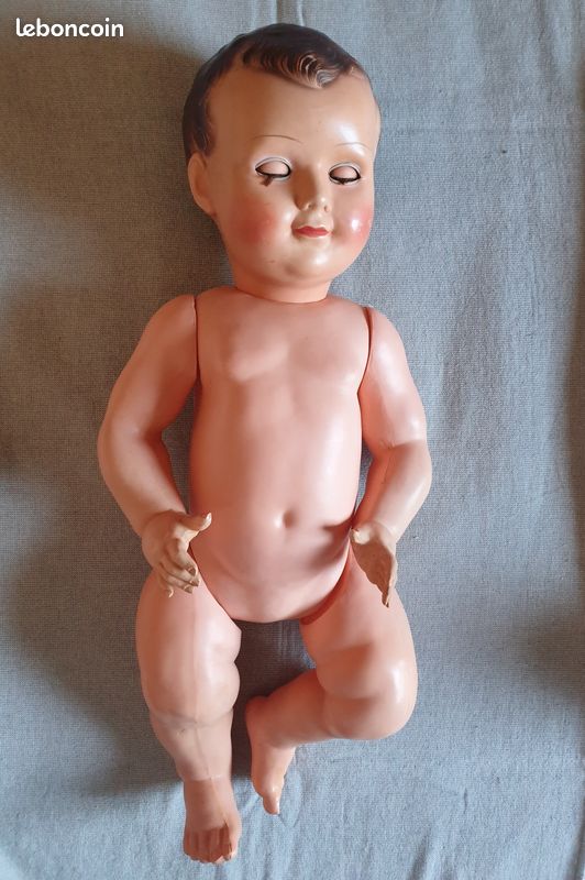 Poupon Baigneur PCP France - Petitcollin - Celluloïd 45 Cm - Tête Aigle - Vintage Années 50