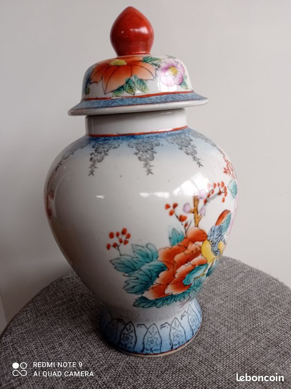 Pot De Stockage En Céramique Style Chinois Ancien - 1300 Ml, Couvercle Vitré Bleu Et Blanc - Décoration Table Ou Cuisine - 13x19,5 Cm