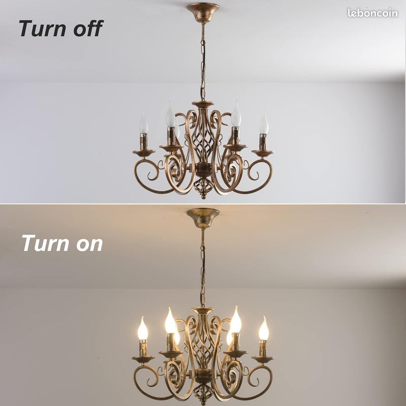 Ganeed Lustres de pays français, lustre en fer à bougie en bronze à 6 lumières, luminaire suspendu en métal Vintage éclairage suspendu pour îlot de cuisine, salle à manger, salon, Foryer (image 3)
