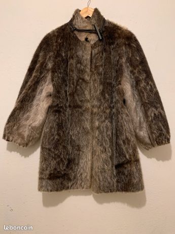 Veste En Cuir Topshop Avec Fourrure Véritable - Taille 38 - Style Moto - Occasion Très Bon état