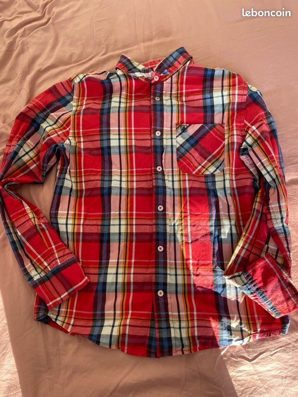 Chemise à carreaux bleue et rouge 80s homme, taille Large16-16,5 | boutonnée à carreaux vintage | Chemise homme écossaise bleu rouge preppy - France
