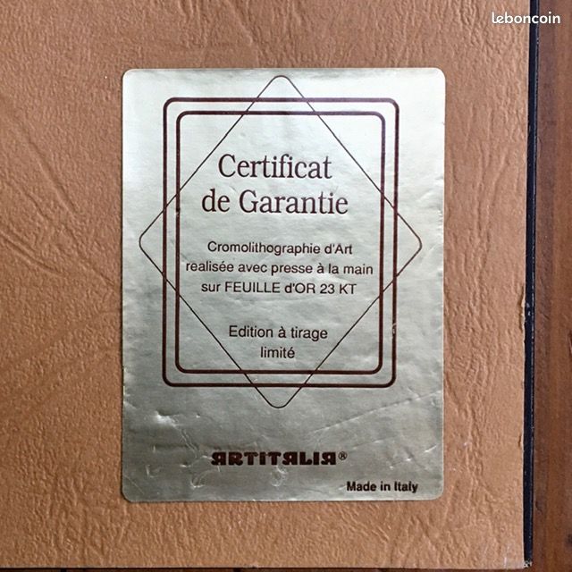 PETITE CHROMOLITHOGRAPHIE D'ART sur Feuille d'Or 23k EUR 11,00