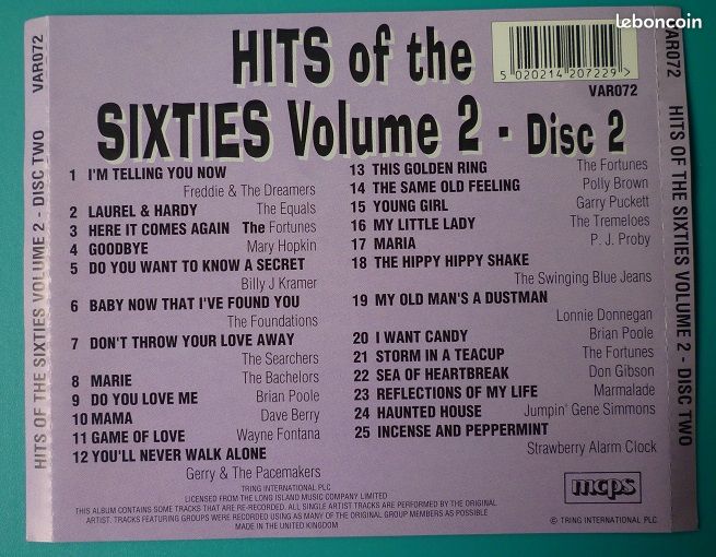 Coffret 4 CD Hits Of The SIXTIES Volume Two (c345) (image 5)
