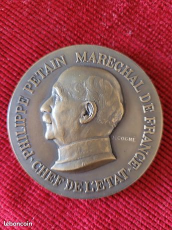 Médaille Maréchal Pétain Chef De L'État 1941 Par Pierre Turin - Bronze, Période Historique