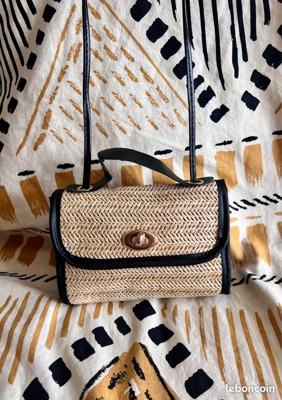 ☀️ Sac à main bandoulière & pochette 2 en 1 en paille & cuir noir pour un style bobo chic cet été (image 7)