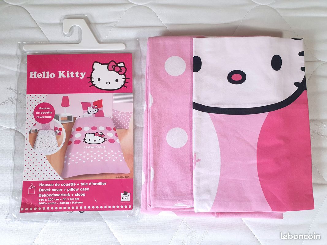 Hello Kitty Parure De Lit Enfant, Rose Et Blanc, Lit 1 Place