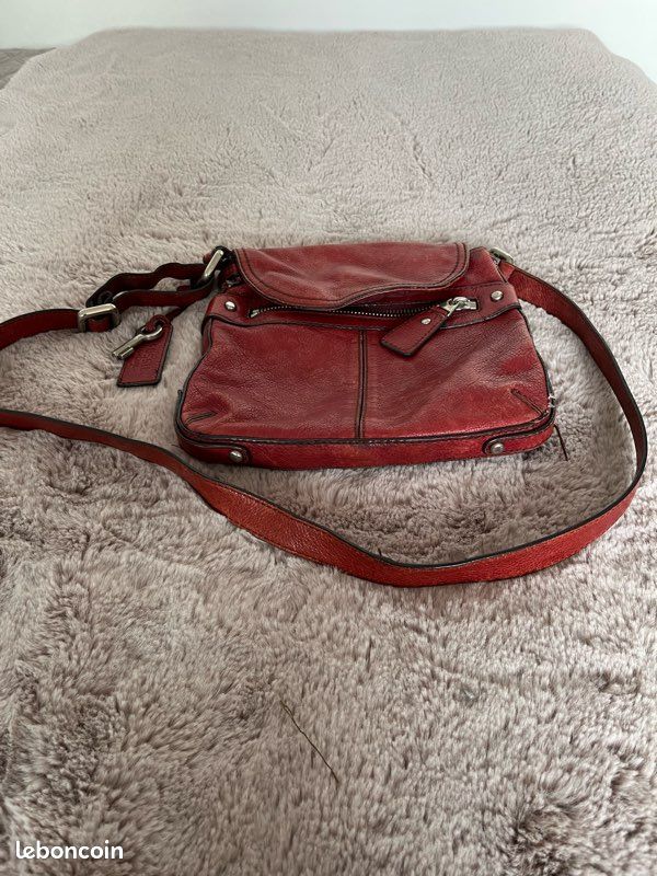 Sac Bandoulière FOSSIL En Cuir Marron - Occasion Très Bon État | Cuir Véritable