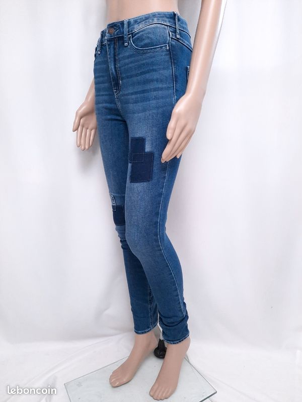 Pantalon Slim Taille Haute American Vintage - Bleu - Taille XS/34 - Occasion Très Bon état