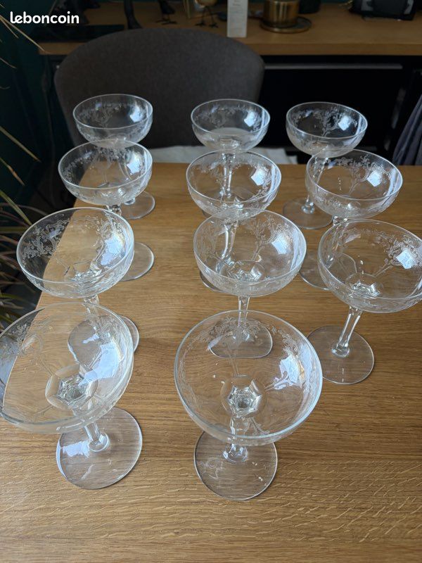 Coupes en cristal anciennes sérigraphiées (image 4)