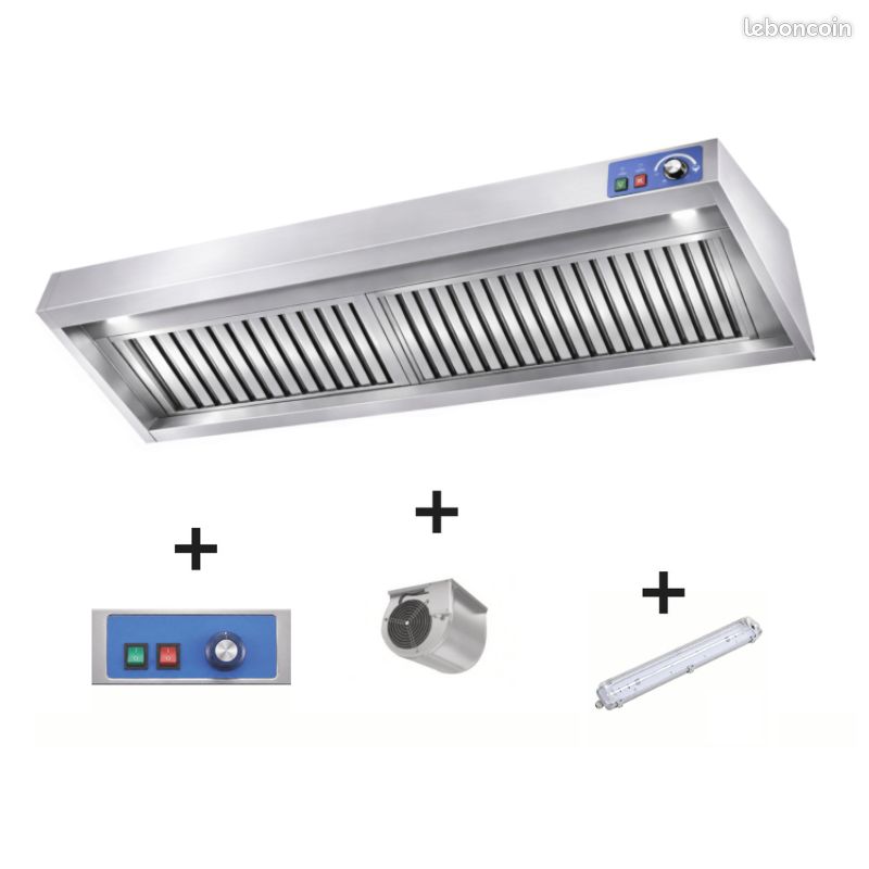 Hotte murale pro 2000 x 900 avec moteur, LED et variateur (image 1)