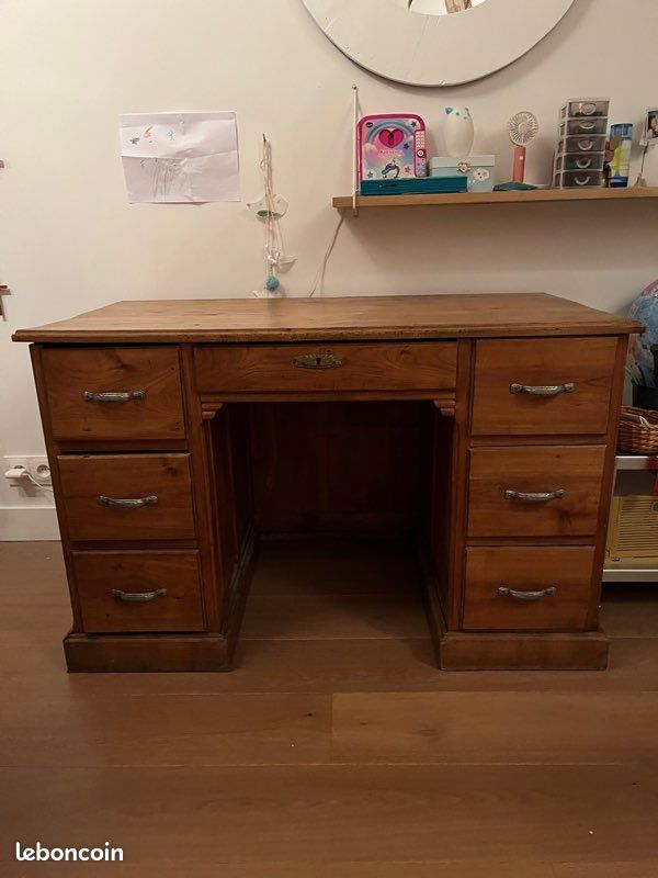Bureau vintage bois massif (image 1)