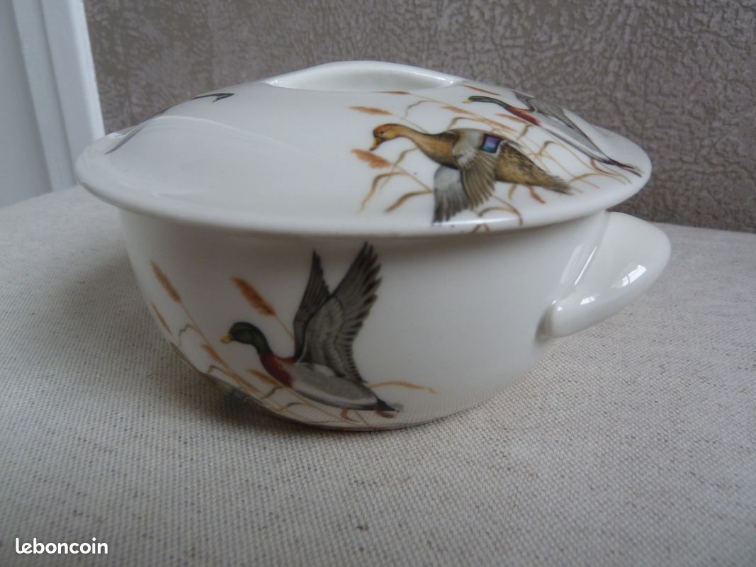 Joli sucrier décor couple de canards porte bonheur porcelaine de Paris (image 13)