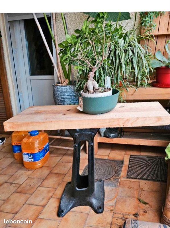 Console Milieu Fonte Et Bois Sapin Doré - Style Moderne XXème